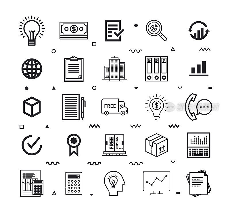 Research & Product Development Line Style Vector Icon Set